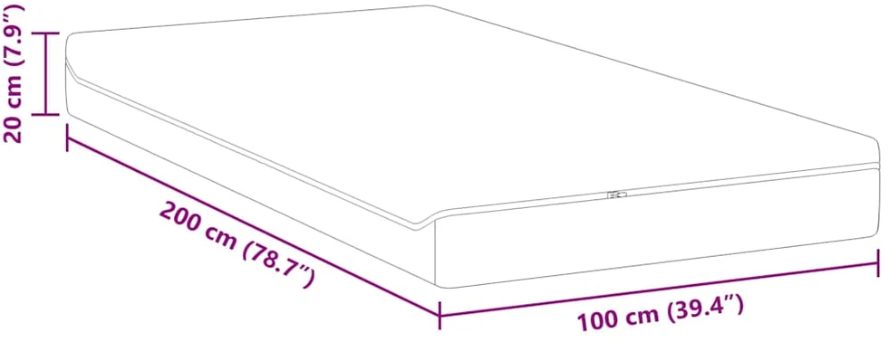 Čiužinys Vidutinio minkštumo 100 x 200 cm Balta ir pilka