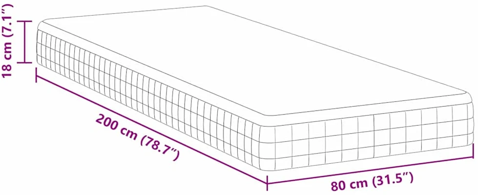Čiužinys Vidutinio minkštumo 80 x 200 cm Balta ir pilka