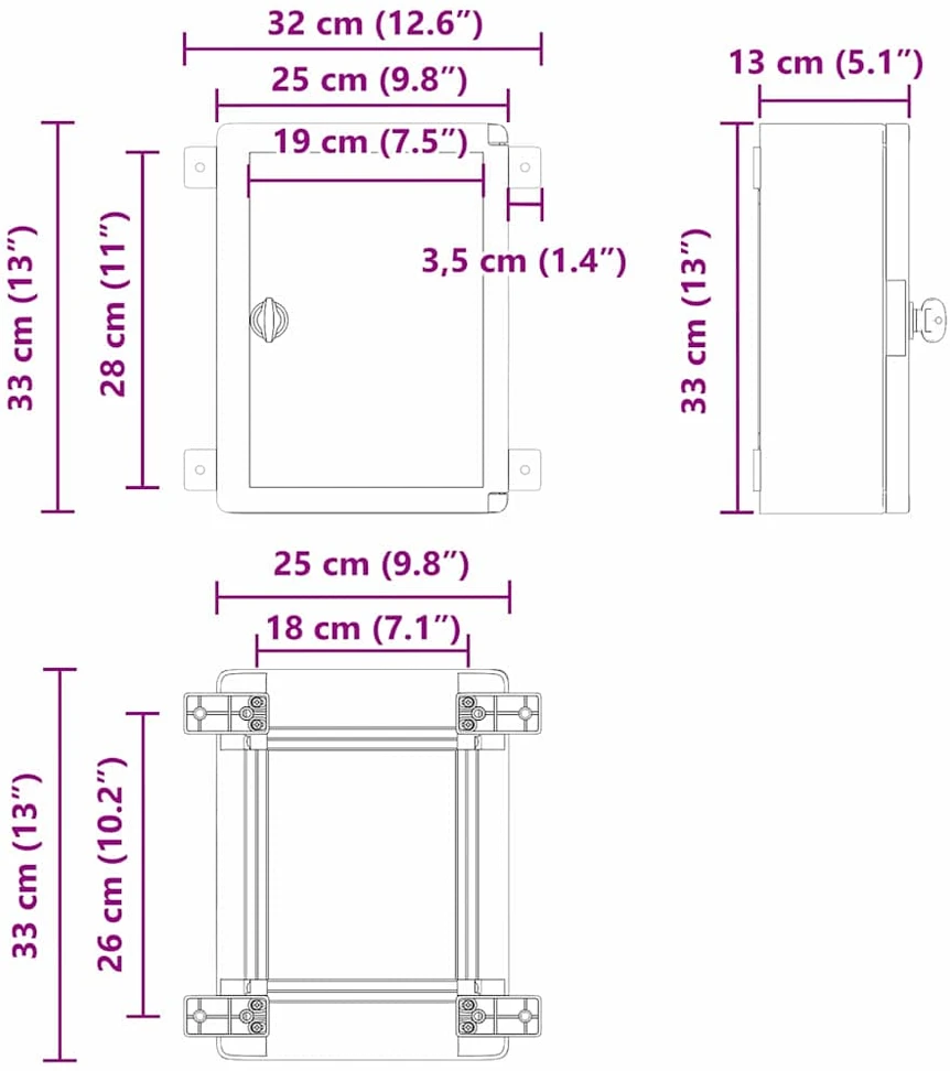 Control Cabinet Pilka 32 x 13 x 33 cm ABS plastikas