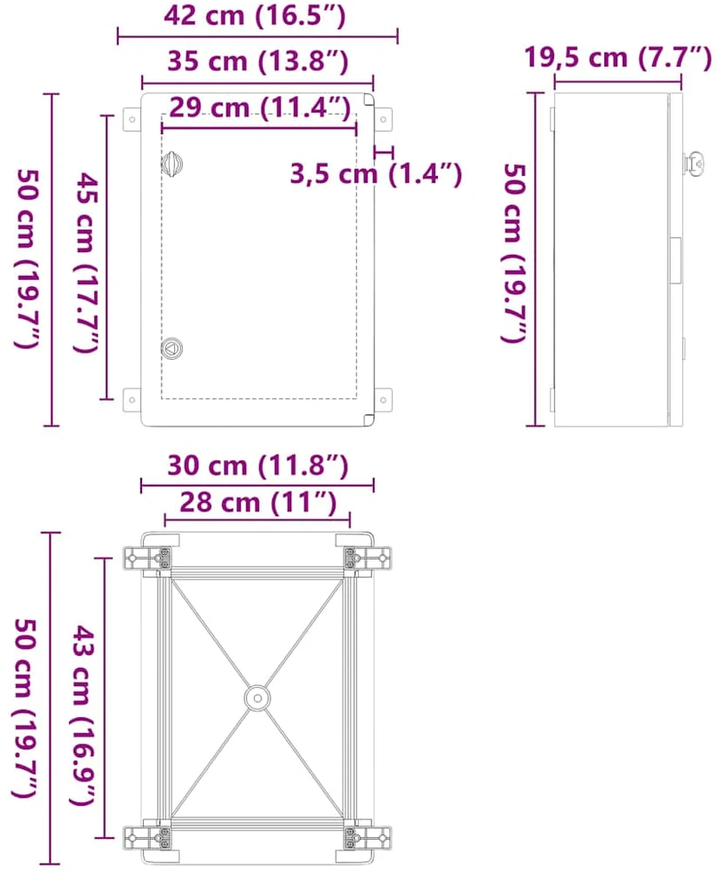 Control Cabinet Pilka 42 x 19,5 x 50 cm ABS plastikas