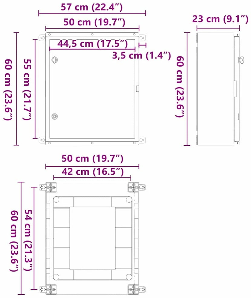 Control Cabinet Pilka 57 x 23 x 60 cm ABS plastikas