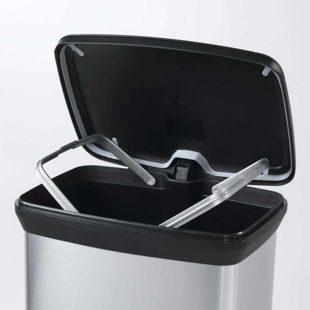 Curver Šiukšliadėžė su pedalu Deco, sidabrinė, 50l, stačiakampė