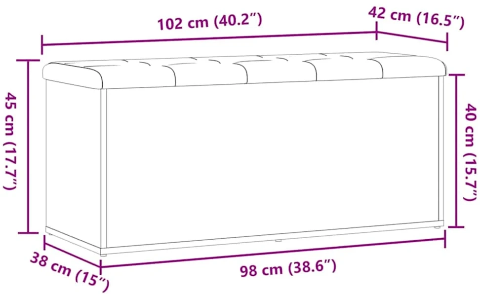 Daiktadėžė, ąžuolo spalvos, 102x42x45cm, inžinerinė mediena