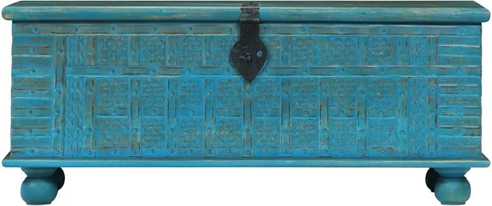 Daiktadėžė, mango medienos masyvas, mėlyna, 100x40x41cm