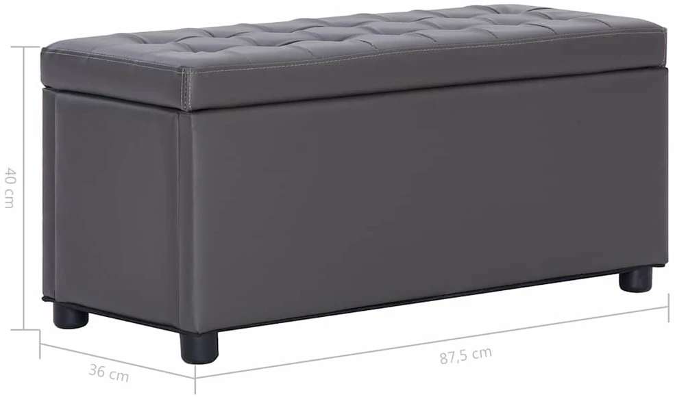 Daiktadėžė-otomanė, pilka, 87,5cm, dirbtinė oda