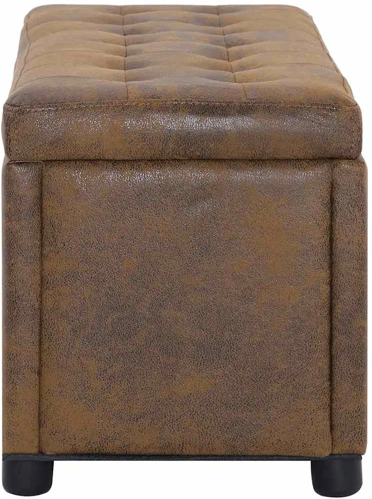 Daiktadėžė-otomanė, ruda, 87,5cm, dirbtinė versta oda