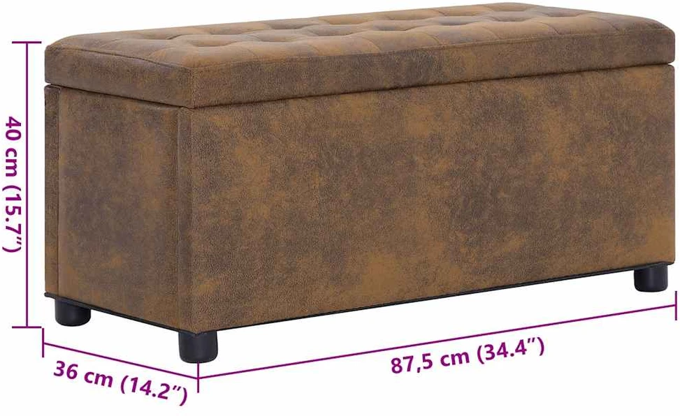 Daiktadėžė-otomanė, ruda, 87,5cm, dirbtinė versta oda