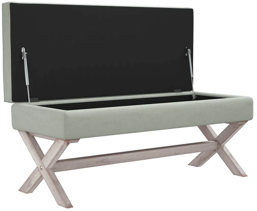 Daiktadėžė-taburetė, šviesiai pilka, 110x45x49cm, aksomas