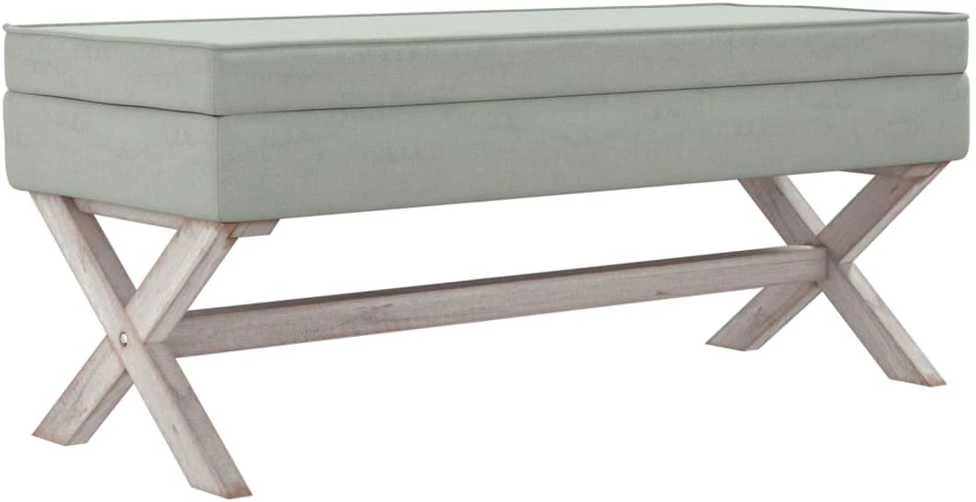 Daiktadėžė-taburetė, šviesiai pilka, 110x45x49cm, aksomas