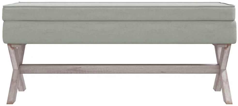 Daiktadėžė-taburetė, šviesiai pilka, 110x45x49cm, aksomas