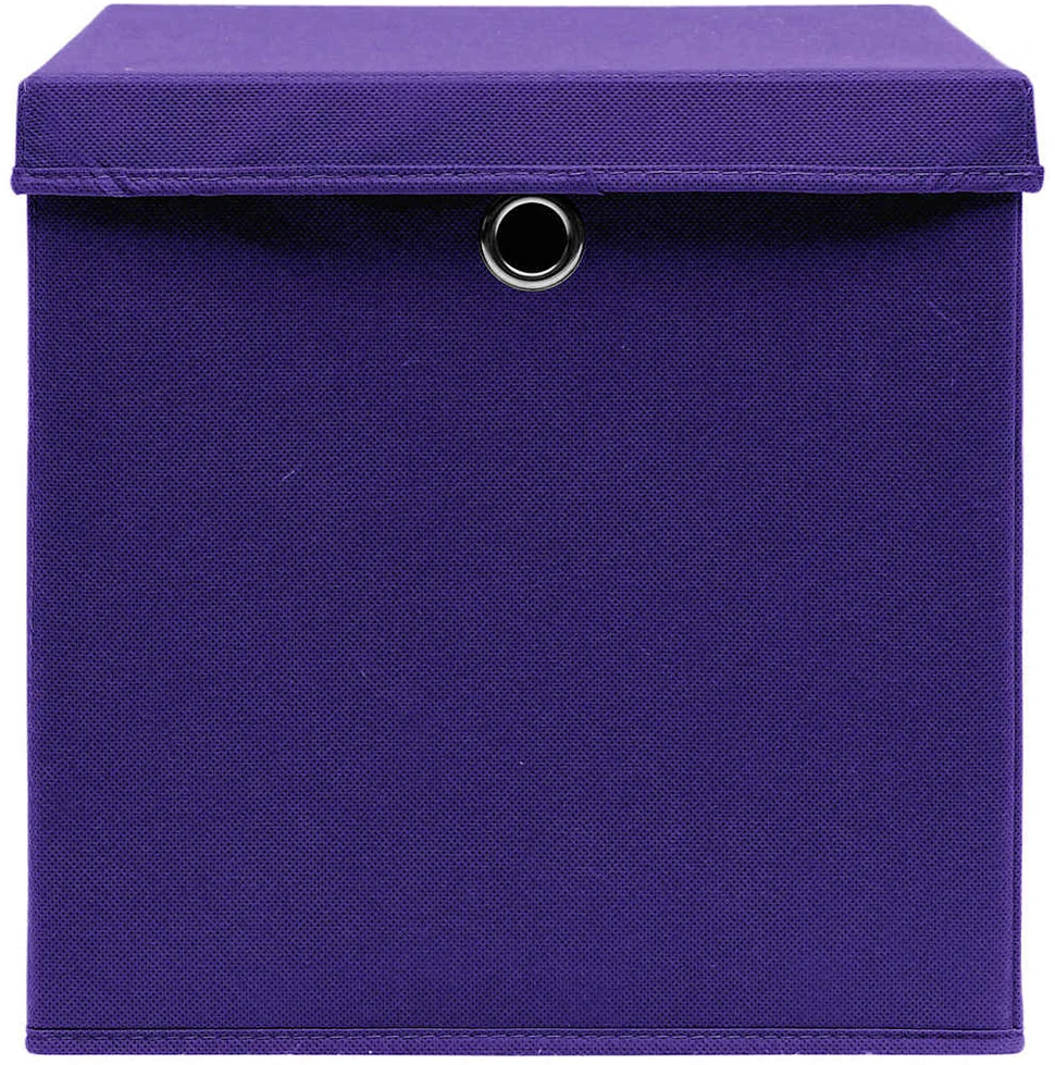 Daiktadėžės su dangčiais, 10vnt., violetinės, 28x28x28cm