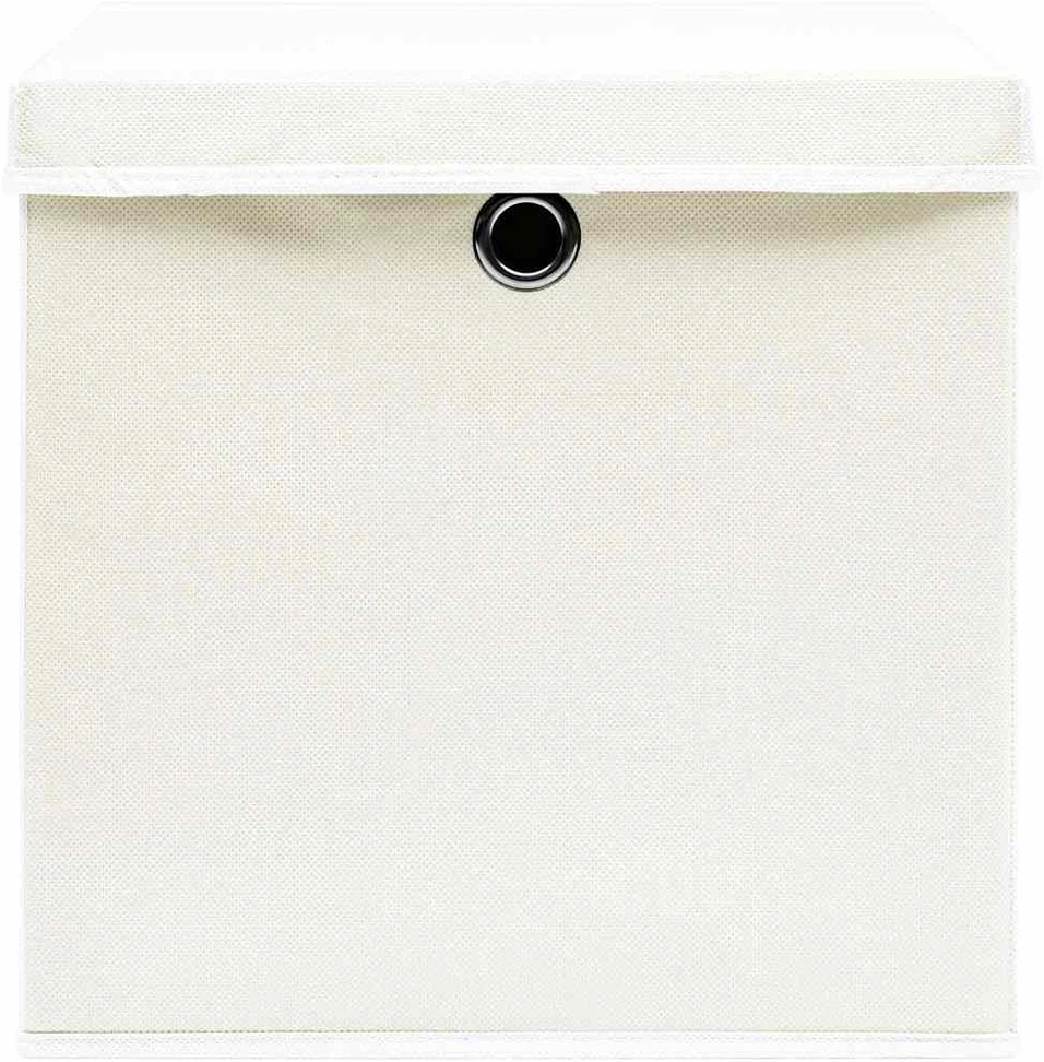 Daiktadėžės su dangčiais, 4vnt., baltos, 32x32x32cm, audinys