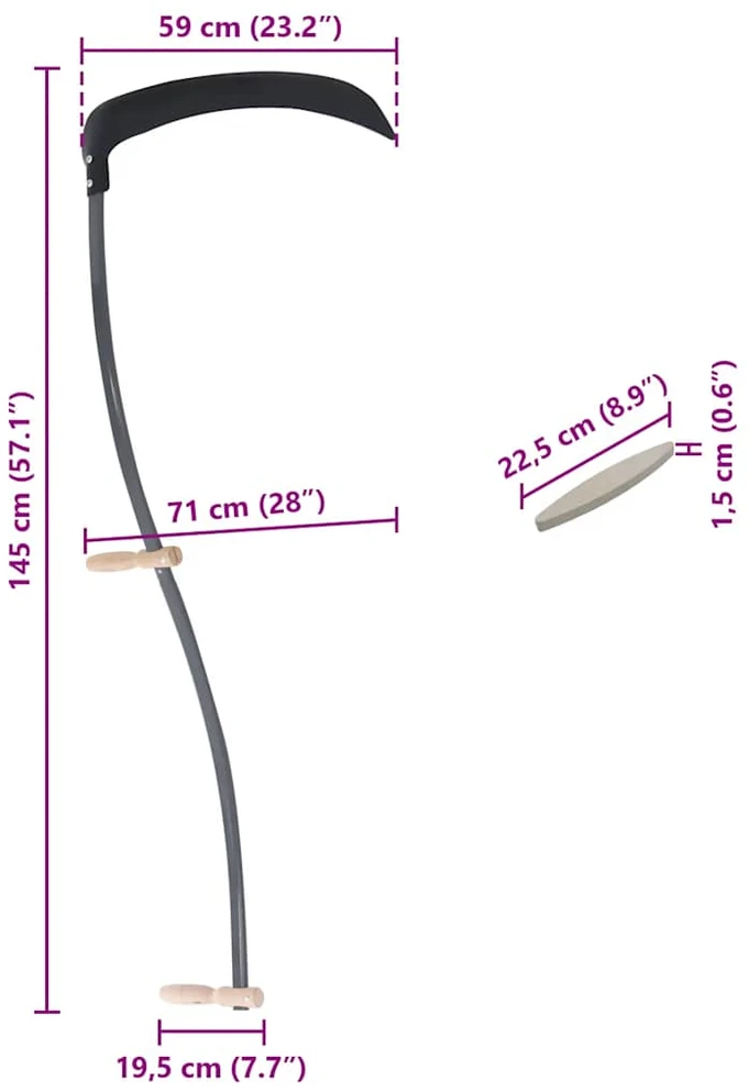dalgis su šlifavimo akmeniu 145 cm