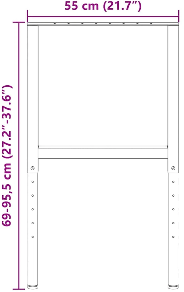Darbastalio rėmai, 2vnt., pilki, 55x(69-95,5)cm, metalas