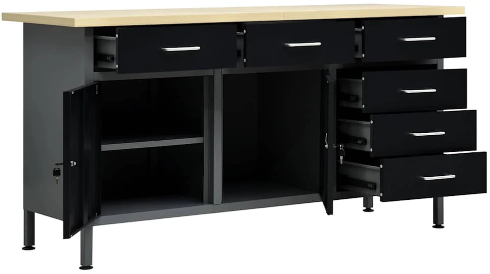 Darbastalis, juodos spalvos, 160x60x85cm, plienas