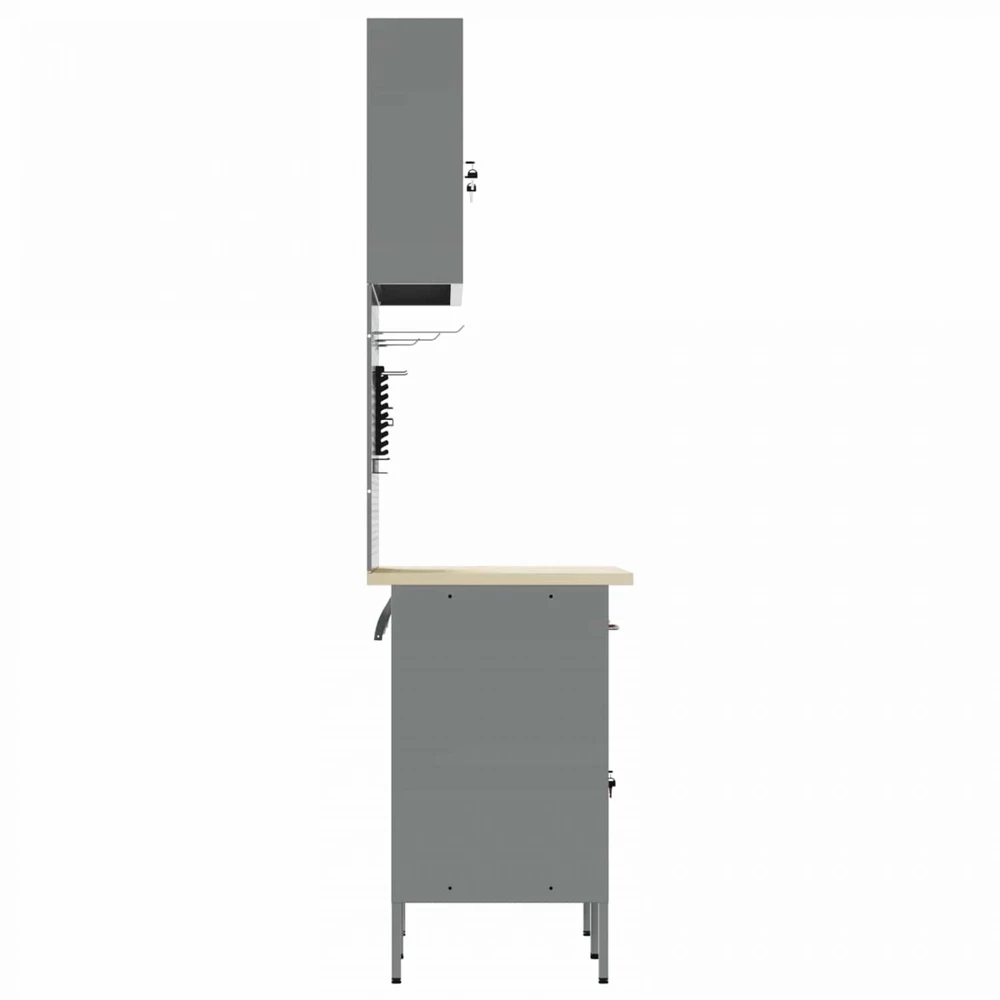 Darbo spinta 5 pcs Juoda Inžinerinė mediena ir plienas