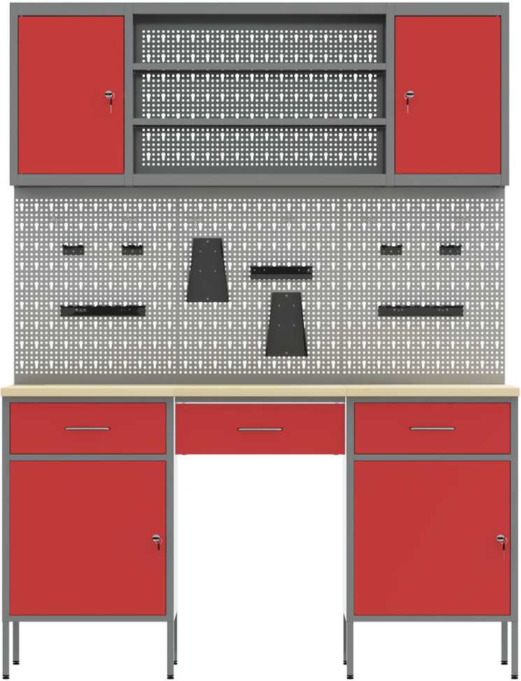 Darbo spinta 10 pcs Raudona Inžinerinė mediena ir plienas