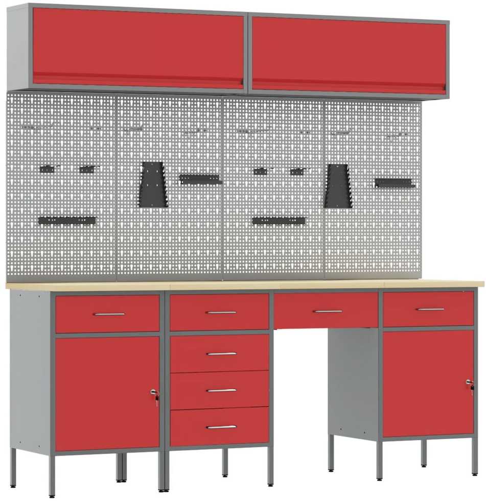 Darbo spinta 10 pcs Raudona Inžinerinė mediena ir plienas