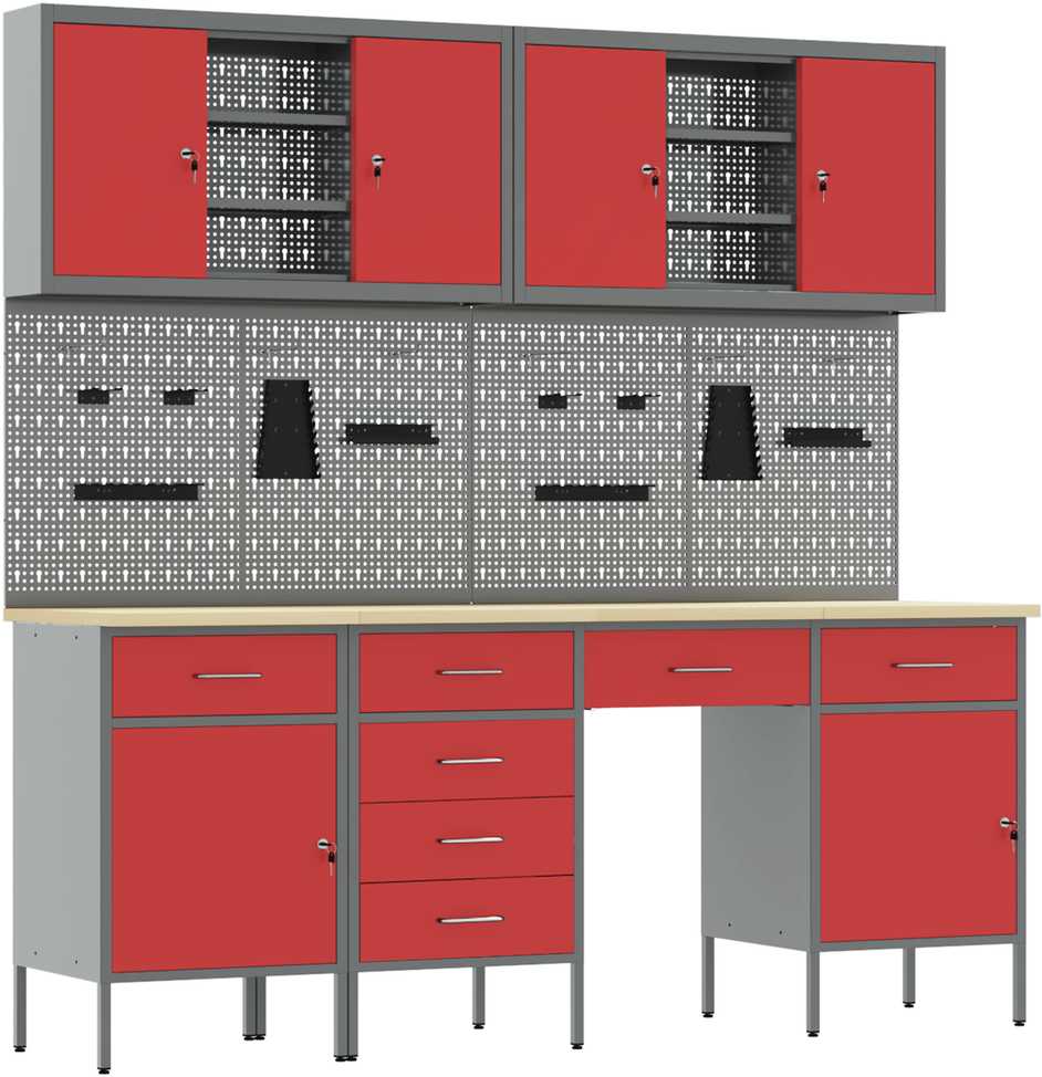Darbo spinta 10 pcs Raudona Inžinerinė mediena ir plienas