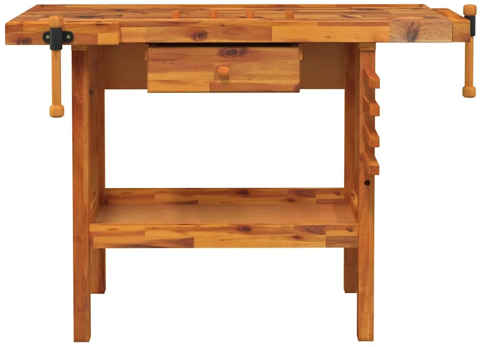 Darbastalis su stalčiumi ir spaustukais, 124x52x83cm, akacija