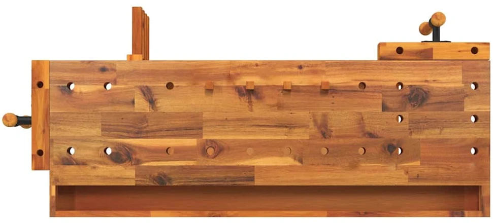 Darbastalis su stalčiumi ir spaustukais, 124x52x83cm, akacija