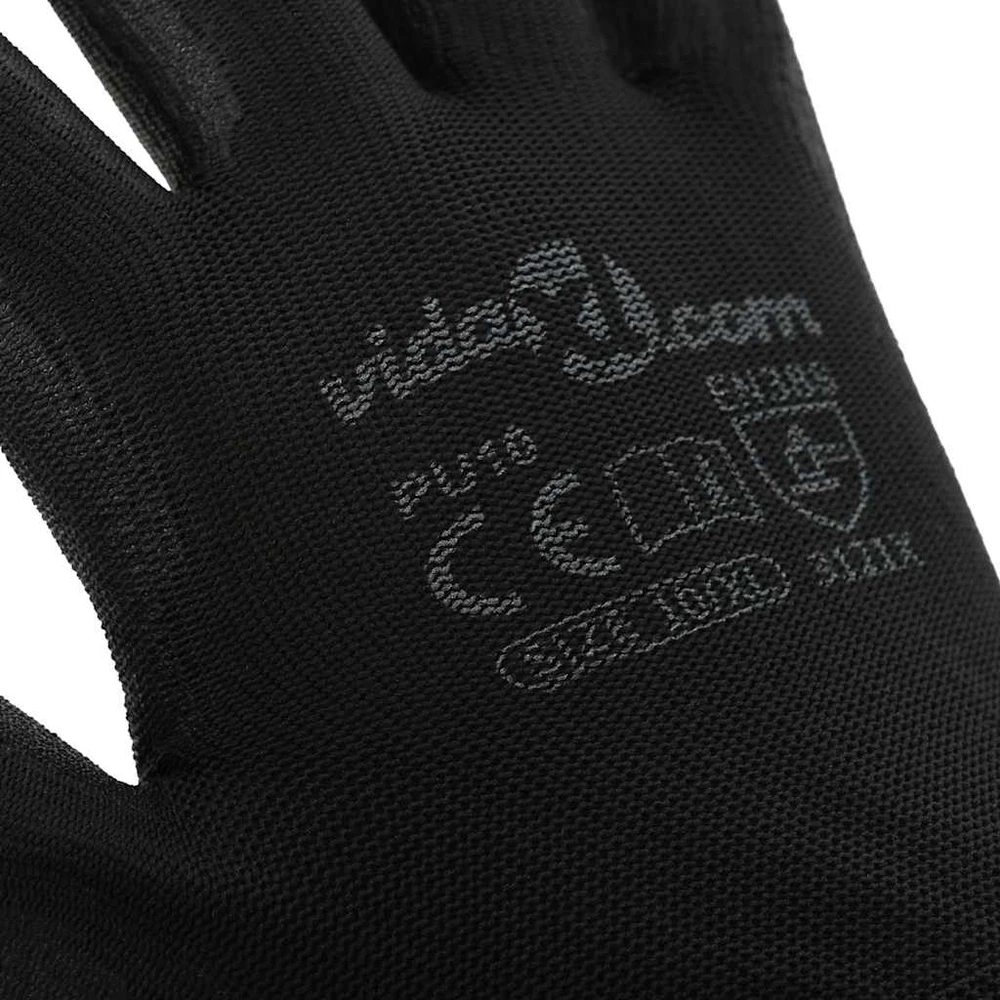 Darbo pirštinės 12 vnt. Juoda 10 / xl Poliesteris
