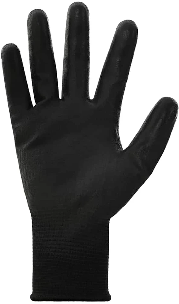 Darbo pirštinės 12 vnt. Juoda 10 / xl Poliesteris