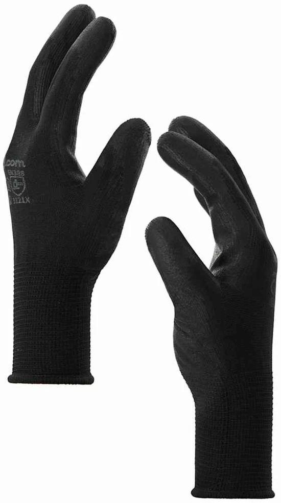 Darbo pirštinės 12 vnt. Juoda 10 / xl Poliesteris