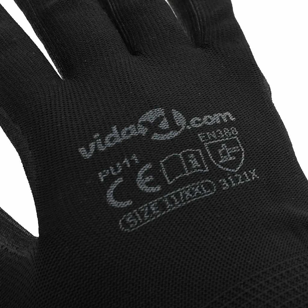 Darbo pirštinės 12 vnt. Juoda 11 / XXL Poliesteris