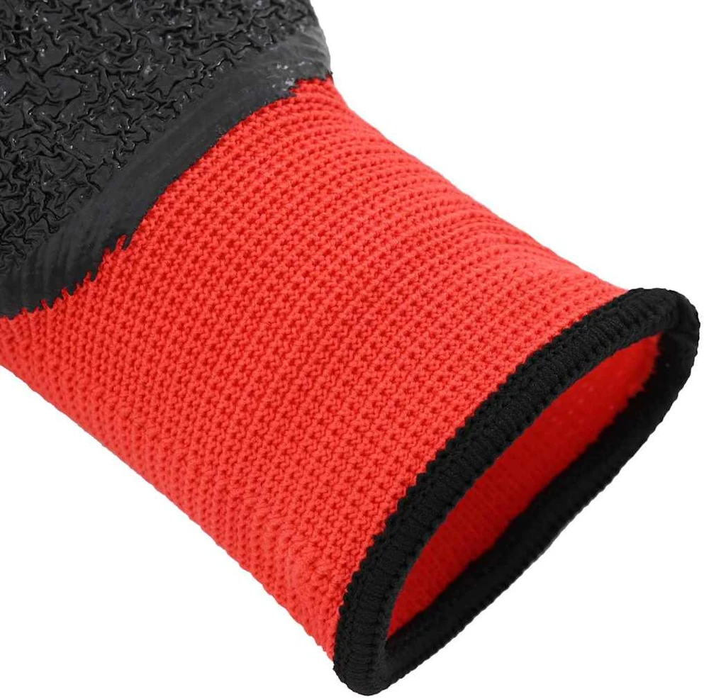 Darbo pirštinės 12 vnt. Raudona ir Juoda 10 / xl Latekso danga