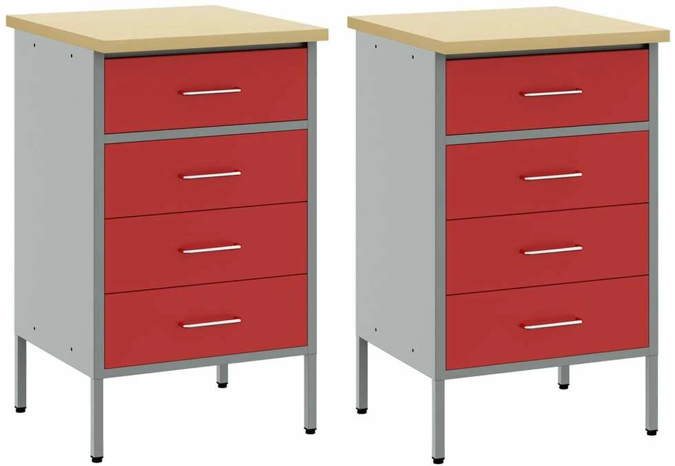 Darbo spinta 2 vnt. Raudona ir pilka 100 x 55 x 85 cm