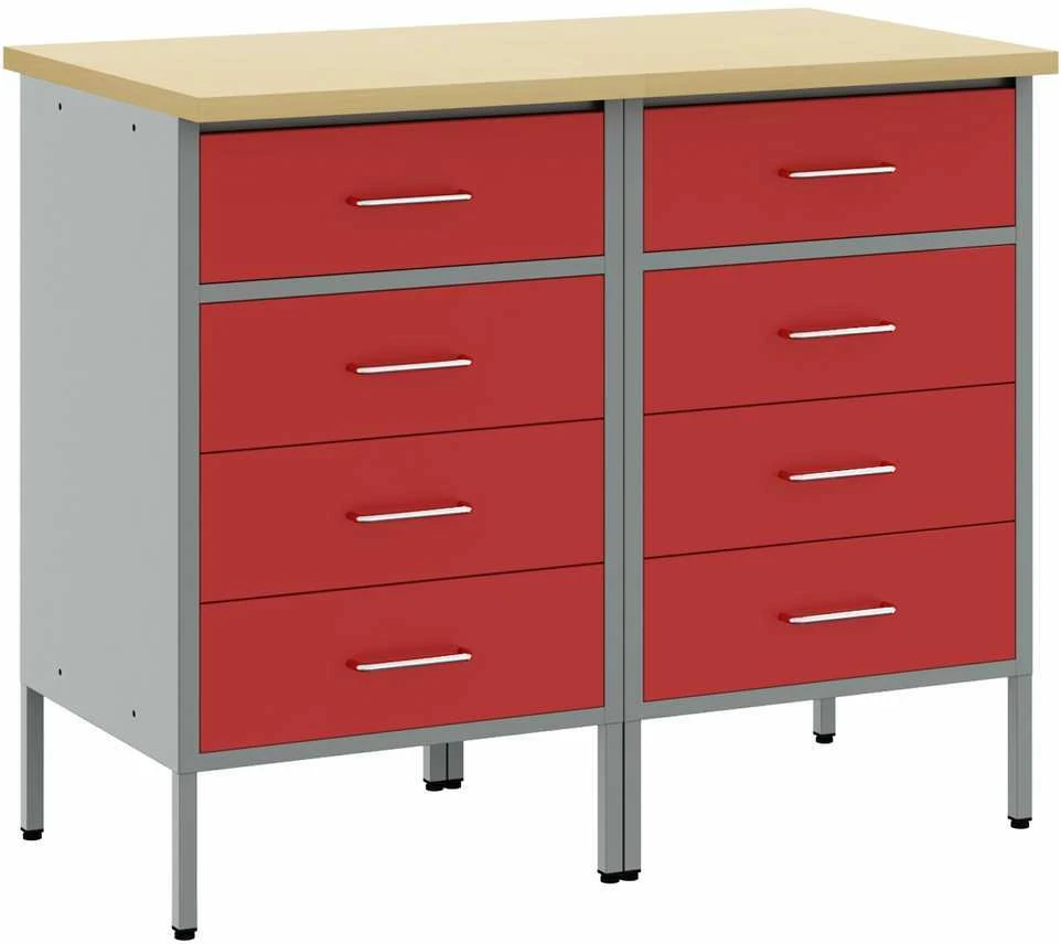 Darbo spinta 2 vnt. Raudona ir pilka 100 x 55 x 85 cm
