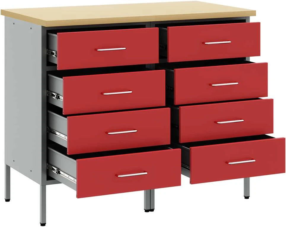Darbo spinta 2 vnt. Raudona ir pilka 100 x 55 x 85 cm
