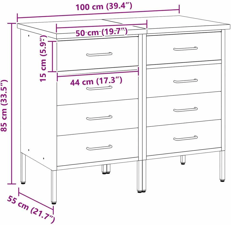 Darbo spinta 2 vnt. Raudona ir pilka 100 x 55 x 85 cm