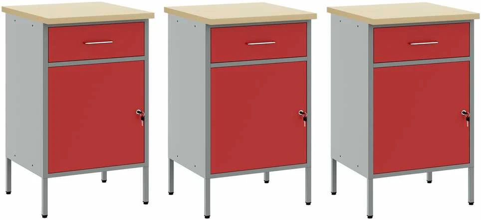 Darbo spinta 3 vnt. Raudona ir pilka 150 x 55 x 85 cm