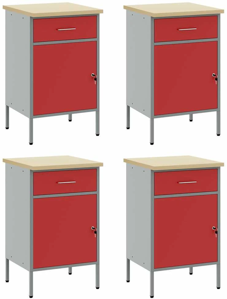 Darbo spinta 4 vnt. Raudona ir pilka 200 x 55 x 85 cm