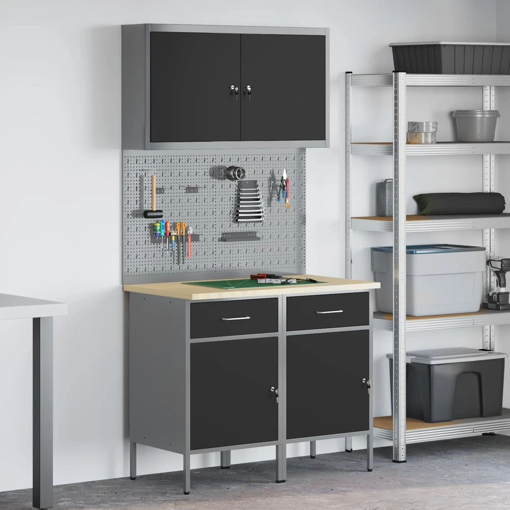 Darbo spinta 5 vnt. Juoda Inžinerinė mediena ir plienas