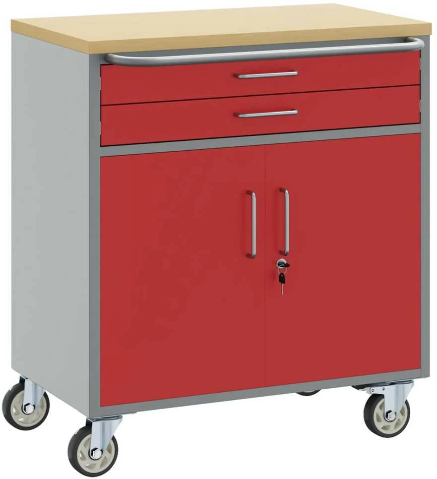 Darbo spinta 2 vnt. Raudona ir pilka 100 x 55 x 85 cm