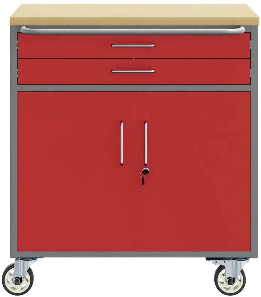 Darbo spinta 2 vnt. Raudona ir pilka 100 x 55 x 85 cm