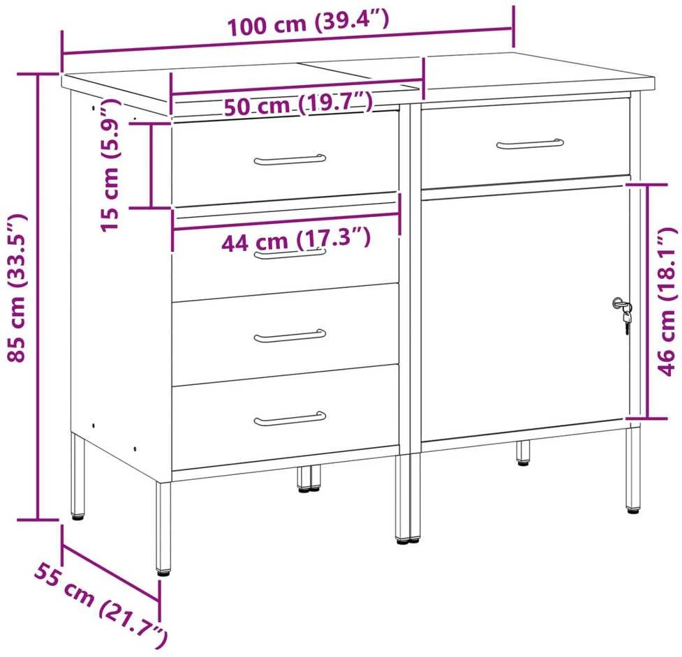 Darbo spinta 2 vnt. Raudona ir pilka 100 x 55 x 85 cm