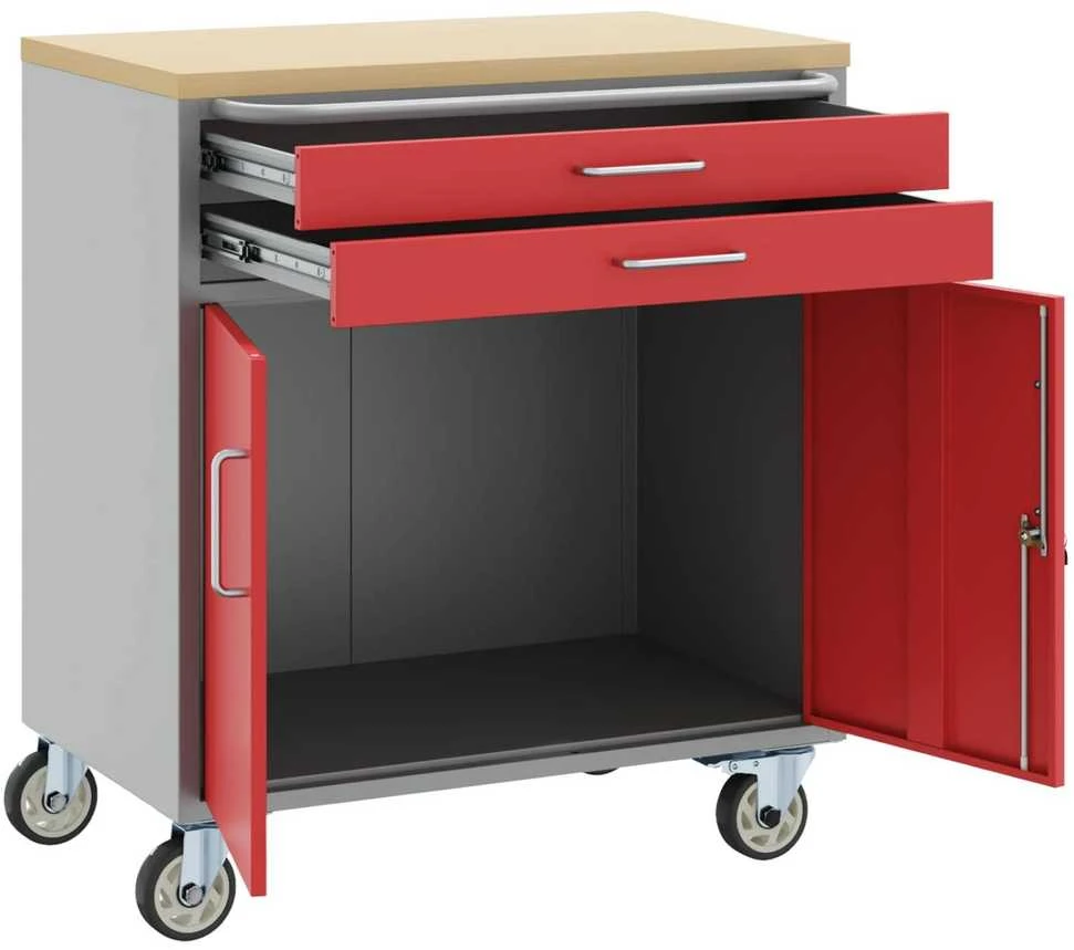 Darbo spinta 2 vnt. Raudona ir pilka 100 x 55 x 85 cm