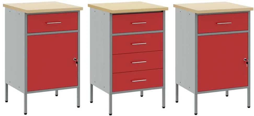 Darbo spinta 2 vnt. Raudona ir pilka 100 x 55 x 85 cm