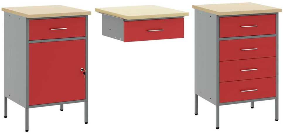 Darbo spinta 8 pcs Raudona Inžinerinė mediena ir plienas