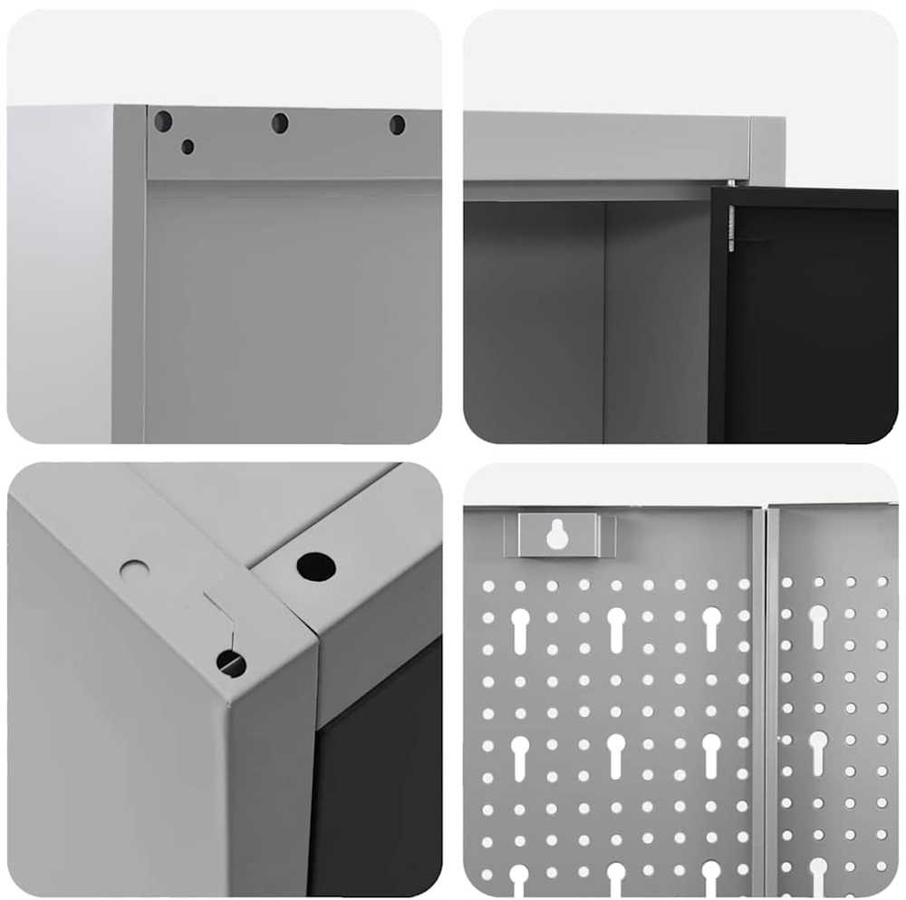 Darbo spinta 8 pcs Juoda Inžinerinė mediena ir plienas