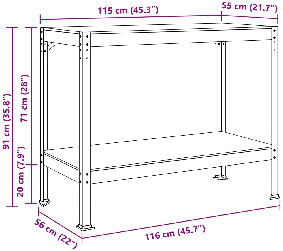 Darbo stalas su lentyna su saugykla Juodas 115 x 55 x 91 cm