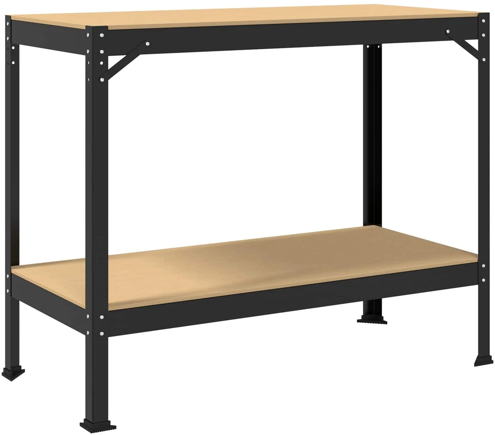 Darbo stalas su lentyna su saugykla Juodas 115 x 55 x 91 cm