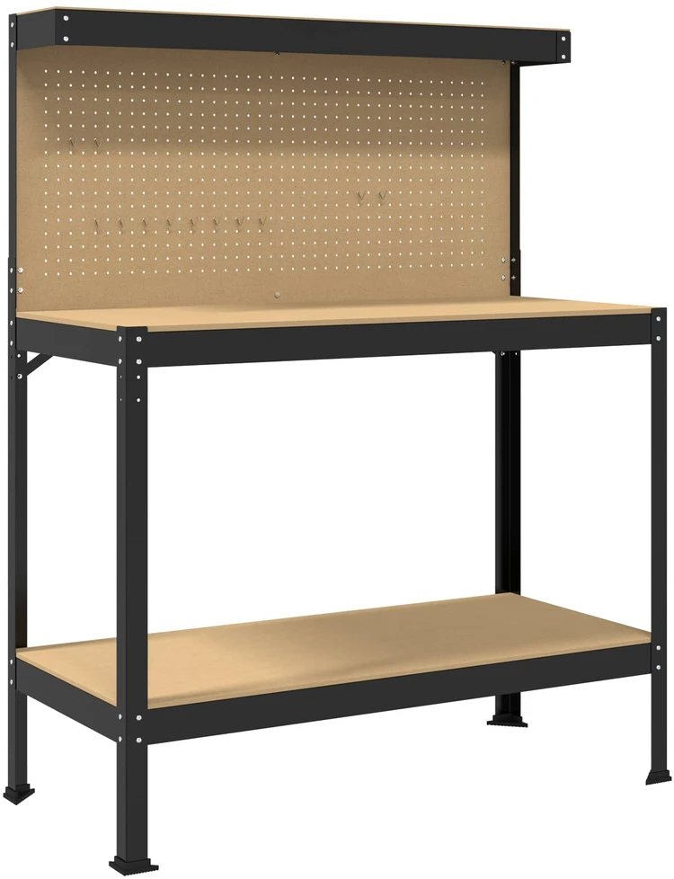 Darbo stalas su lentyna su saugykla Juodas 114 x 54 x 145 cm