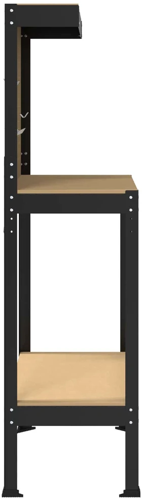 Darbo stalas su lentyna su saugykla Juodas 81 x 41 x 145 cm