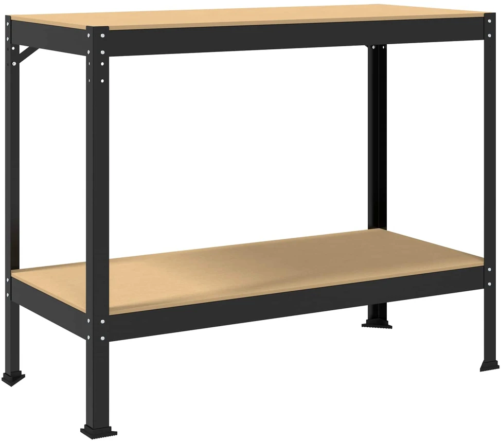 Darbo stalas su lentyna su saugykla Juodas 115 x 55 x 91 cm