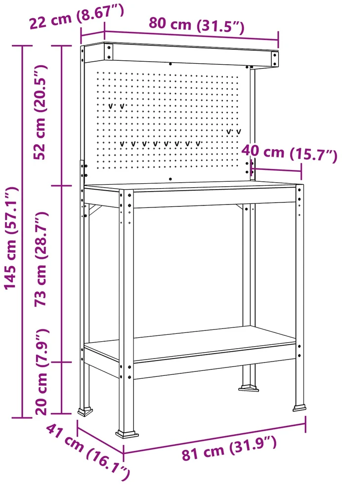 Darbo stalas su lentyna su saugykla Juodas 81 x 41 x 145 cm